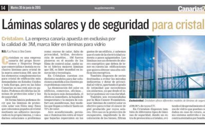 Cristalam en el periódico Canarias7 «Láminas solares y seguridad para cristal»